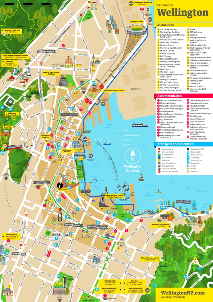Wellington downtown map
