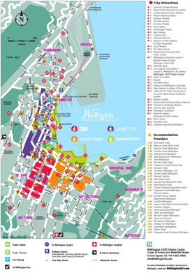 Wellington hotels and sightseeings map