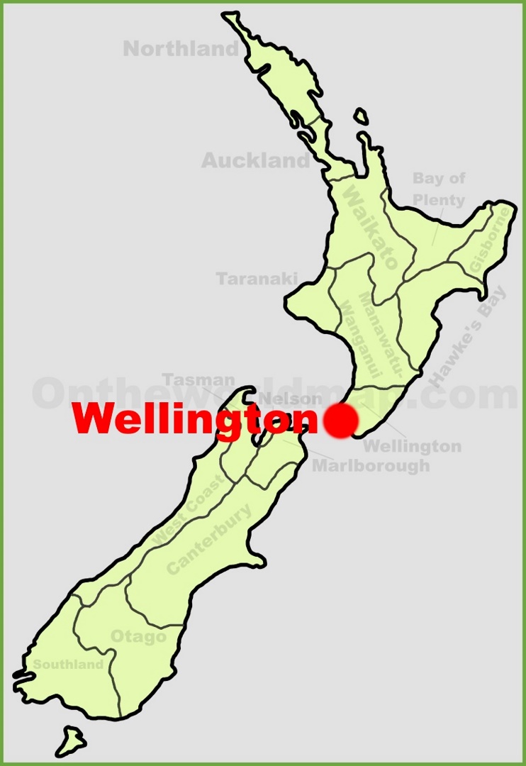 Wellington location on the New Zealand Map