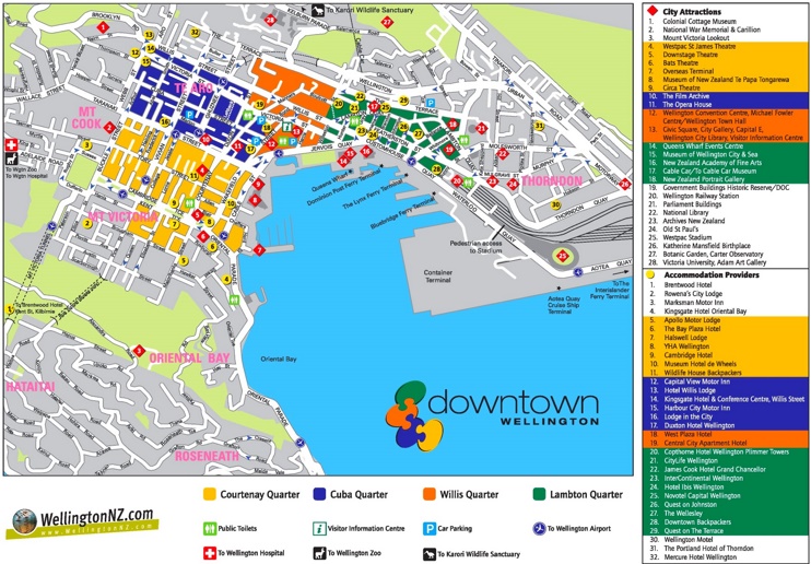 Wellington tourist attractions map
