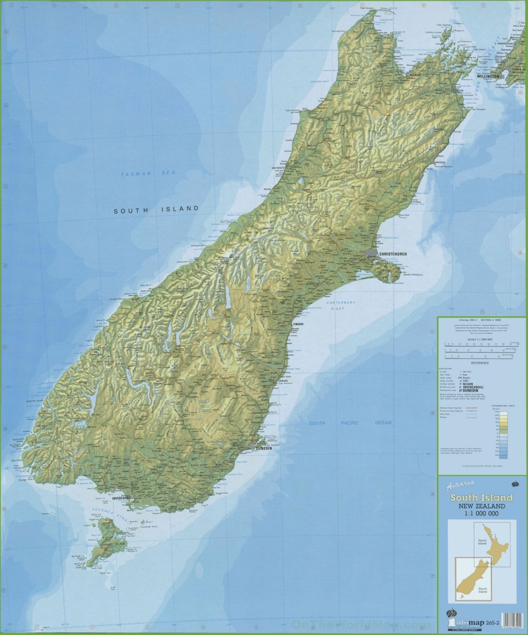 Large detailed map of the South Island of New Zealand
