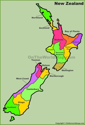 New Zealand regions map