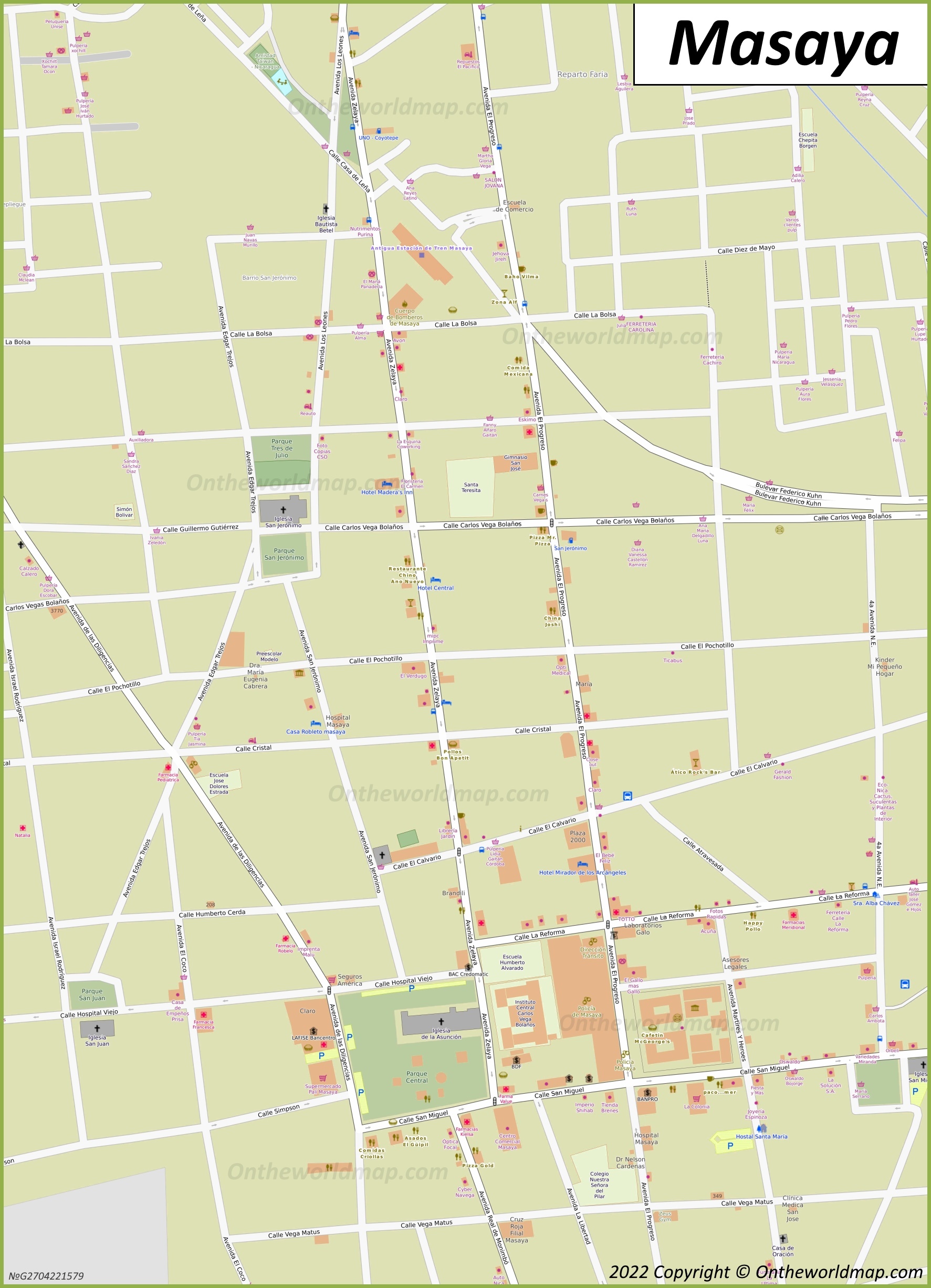 Masaya Old Town Map