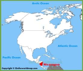 Nicaragua en el mapa de América del Norte