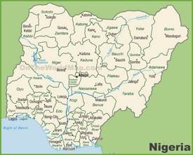 Administrative divisions map of Nigeria