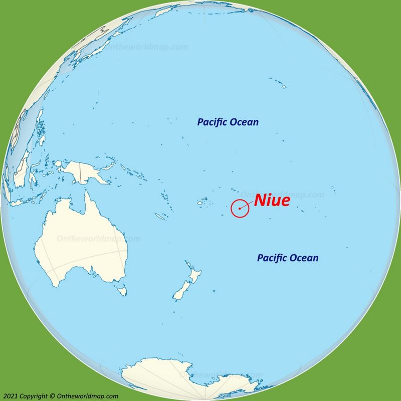 Niue location on the Pacific Ocean Map