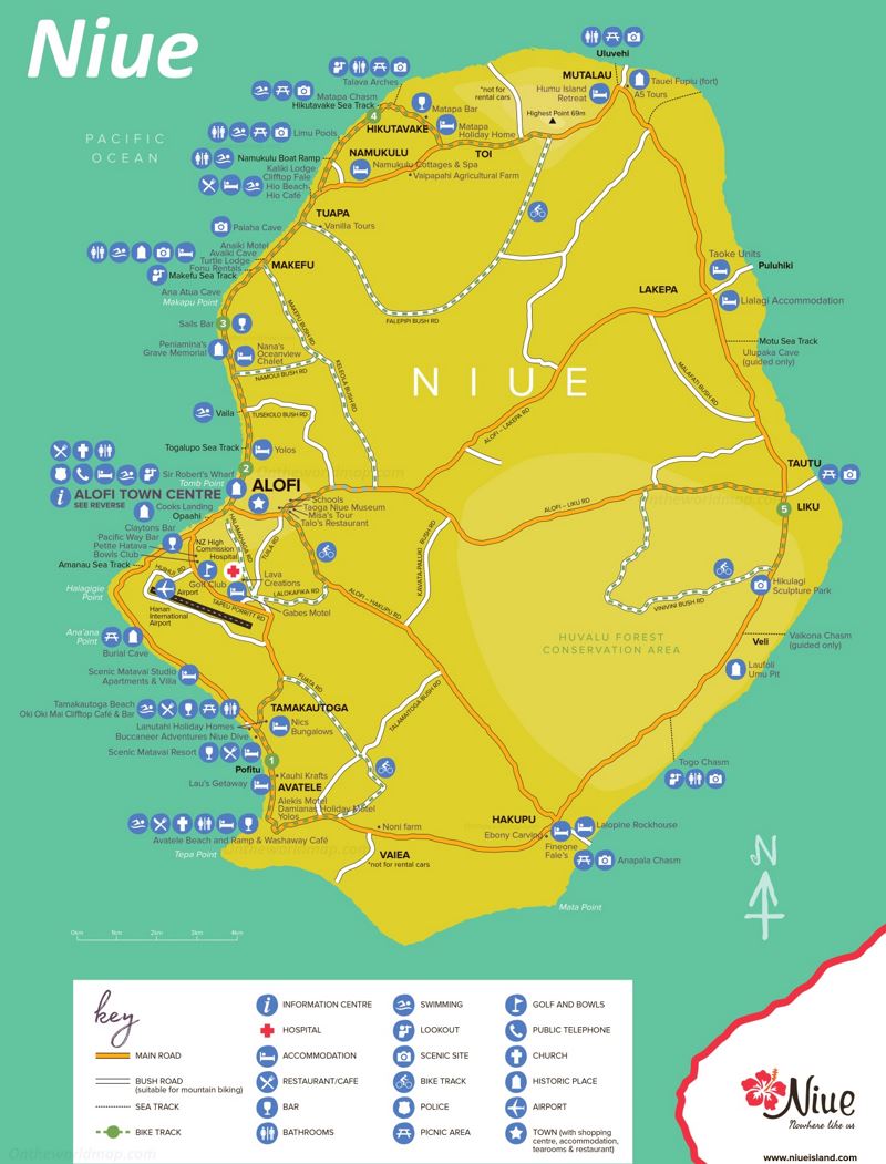 Niue Tourist Attractions Map