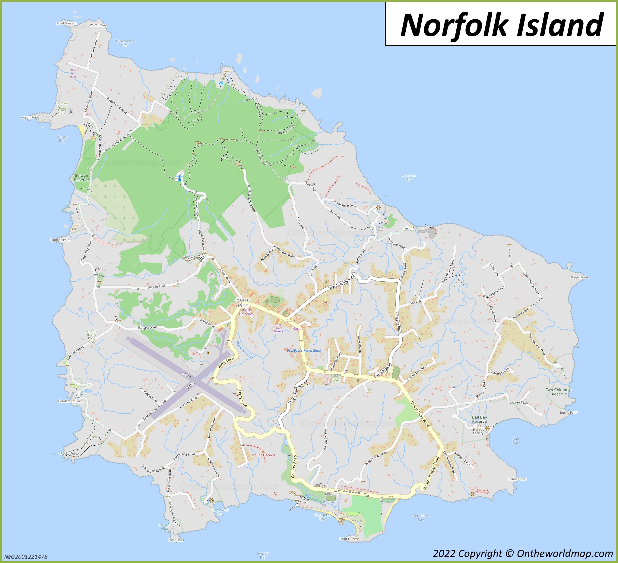 Detailed Map of Norfolk Island