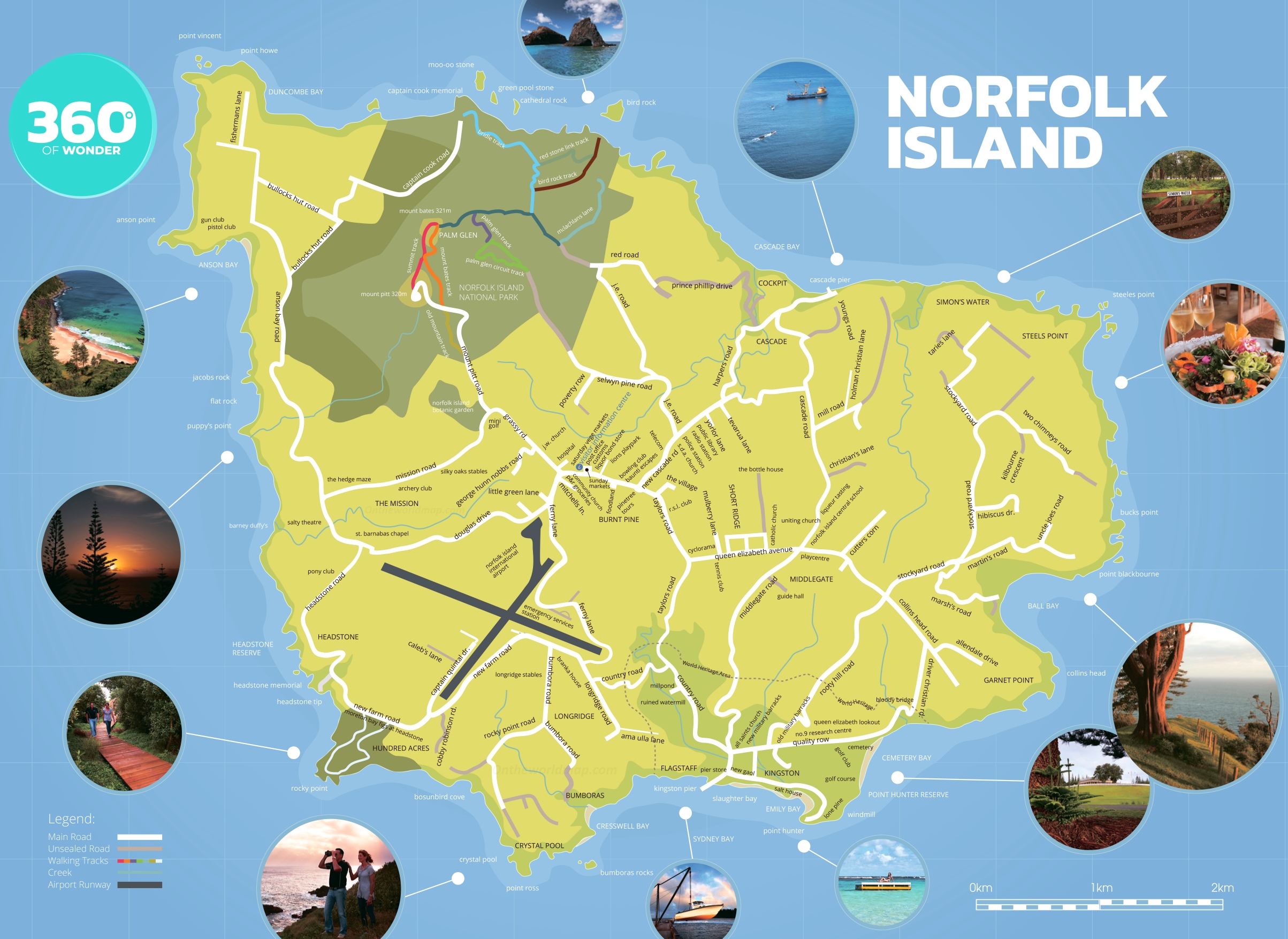 Norfolk Island Tourist Attractions Map Ontheworldmap Com   Norfolk Tourist Attractions Map 