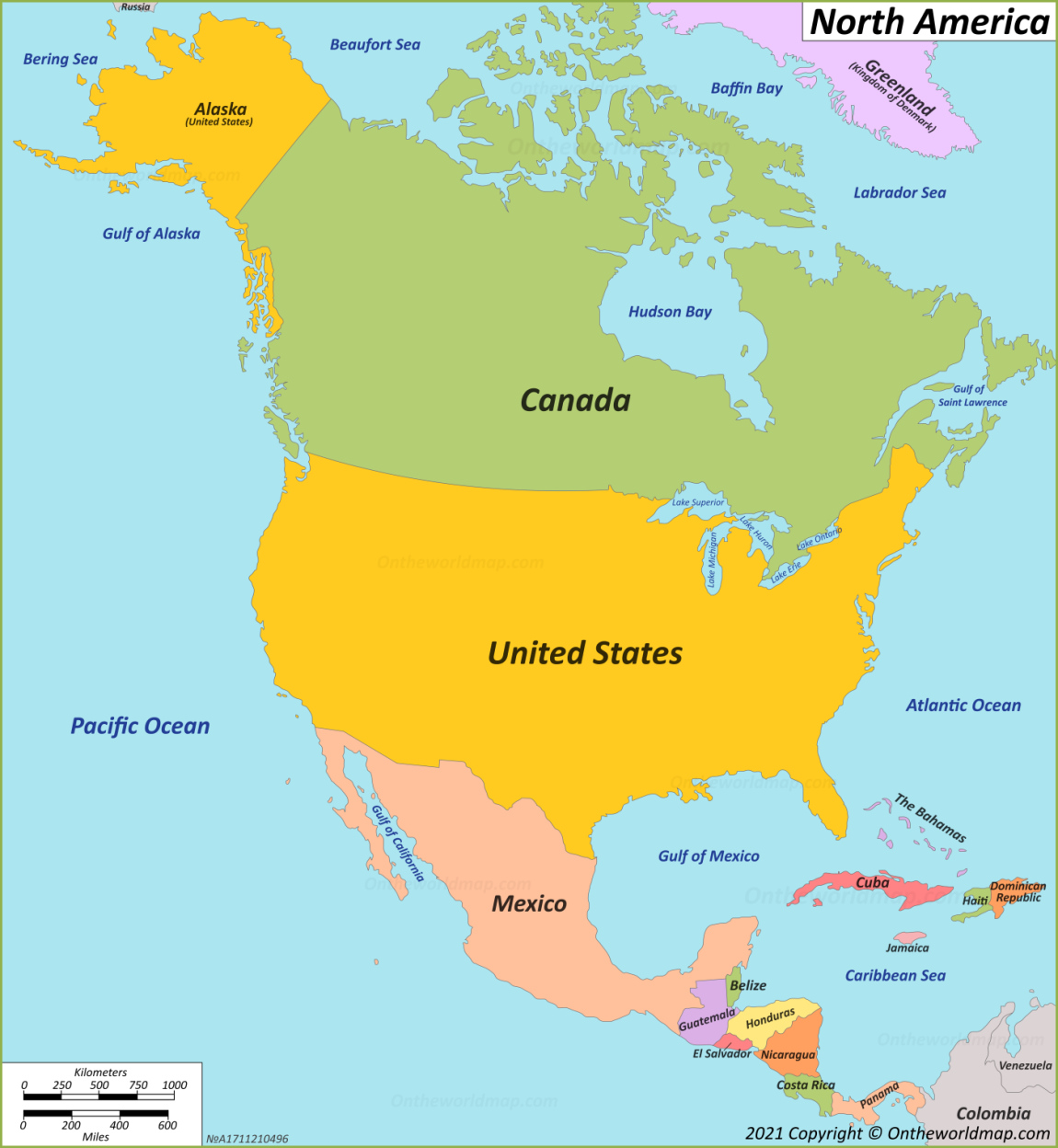 North America Map Countries Of North America Maps Of North America   North America Map 1150 