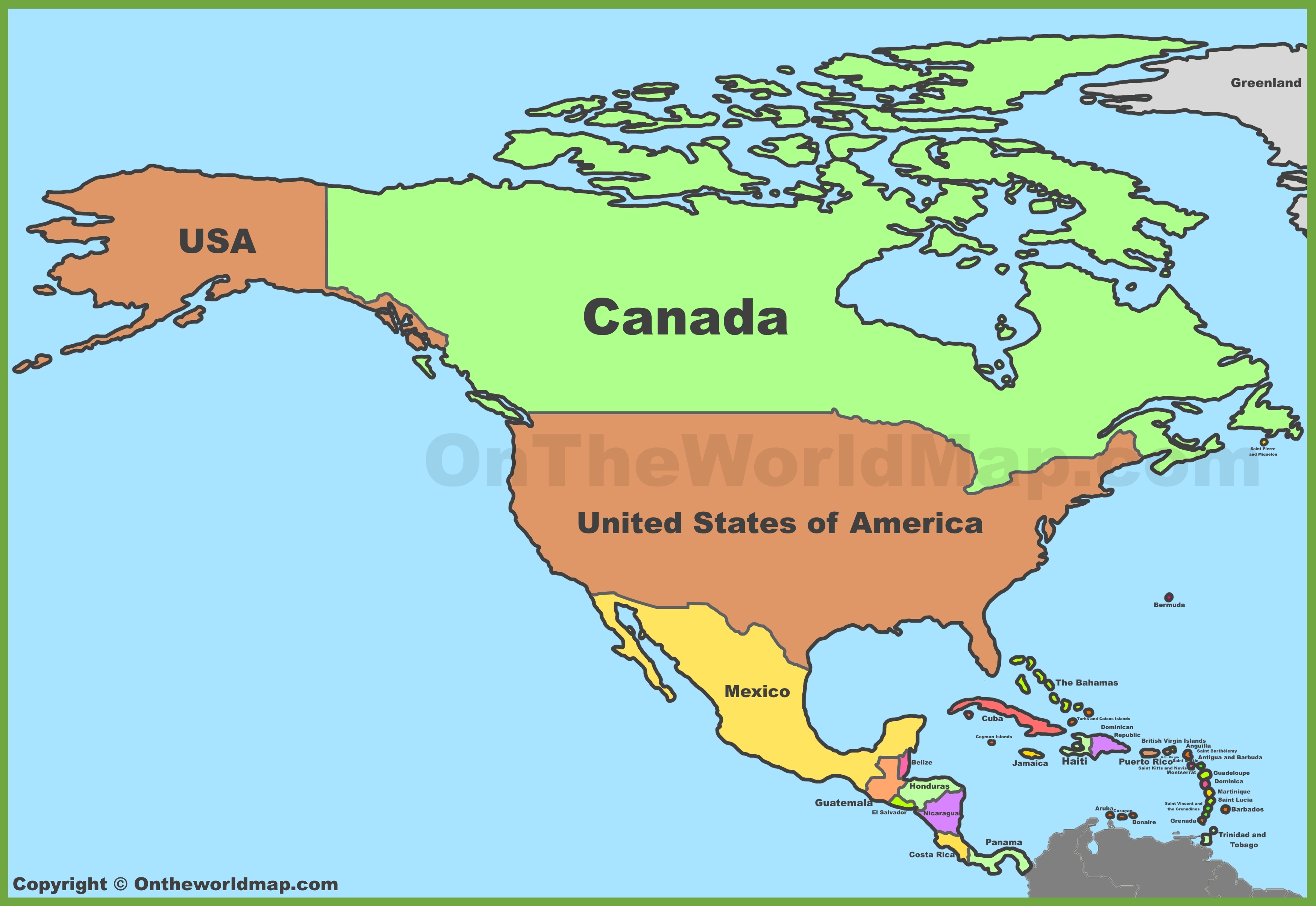 map of north america countries blank