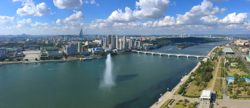 Panoramic view of Pyongyang from the Juche Tower