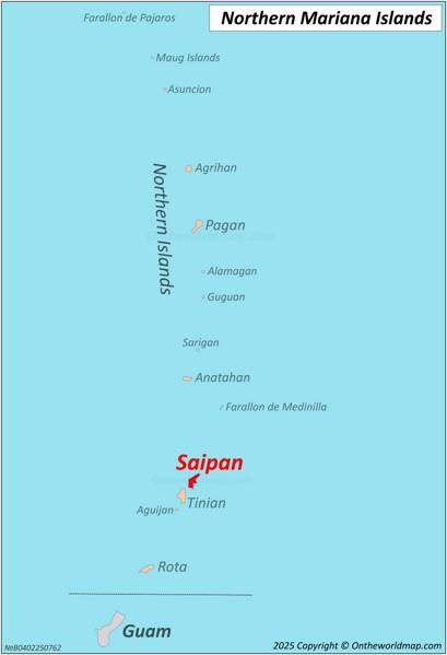 Saipan Location on the Northern Mariana Islands Map