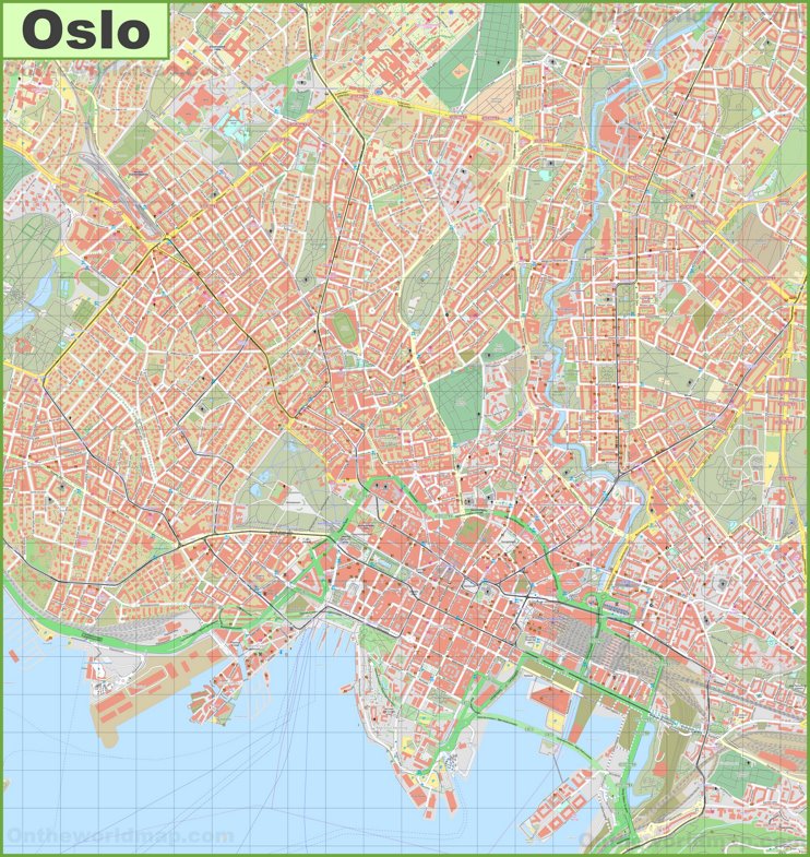 Detailed map of Oslo