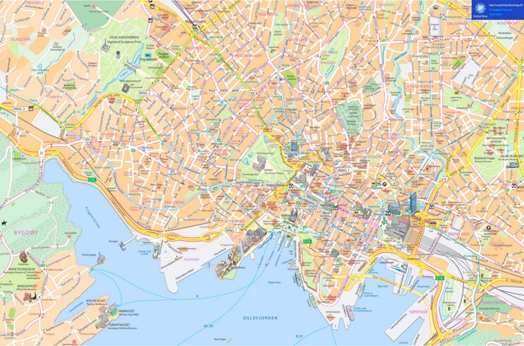Oslo hotels and sightseeings map