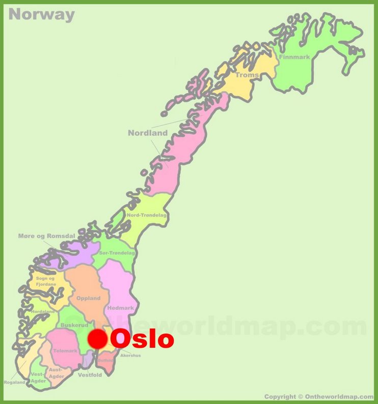 Oslo location on the Norway Map