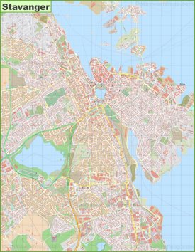 Detailed map of Stavanger