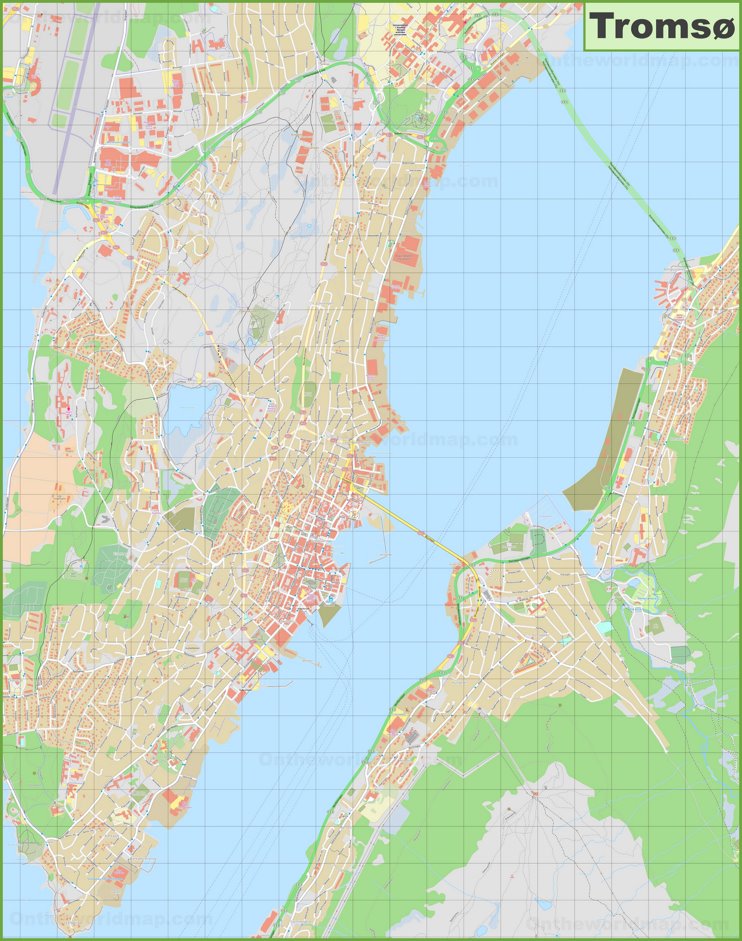 Detailed map of Tromsø