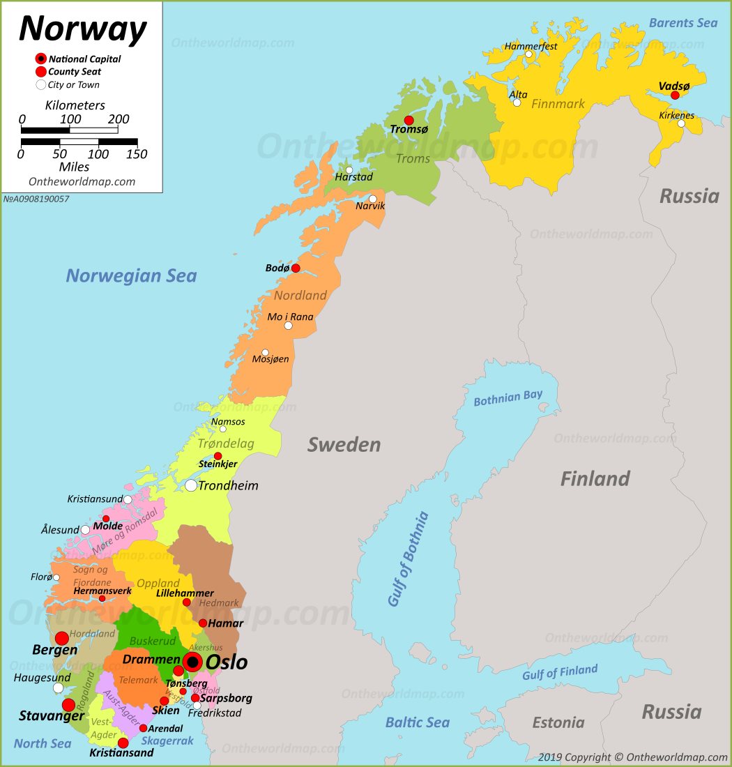 Political And Administrative Map Of Norway Maps Of No - vrogue.co