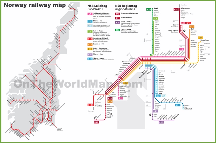 Norway railway map