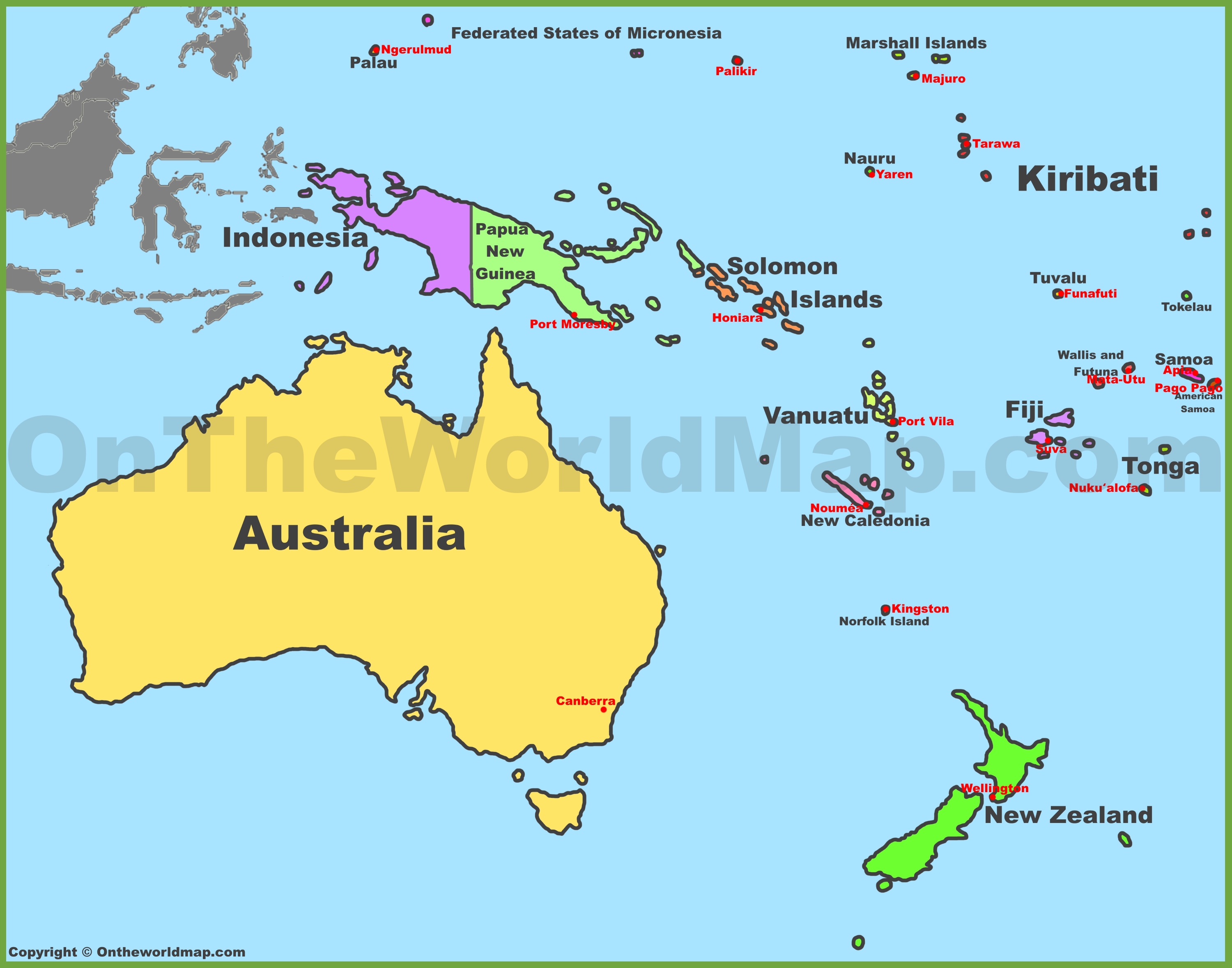 Австралия и Океания Фиджи на карте