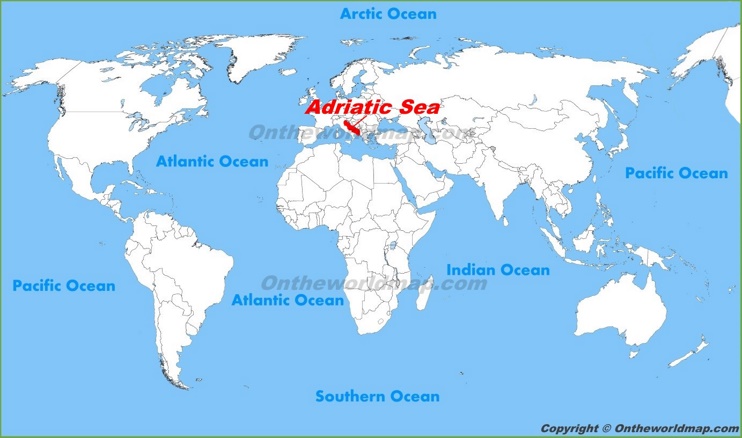 Adriatic Sea location on the World Map