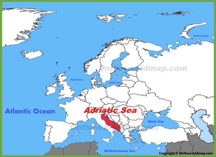Adriatic Sea location on the Europe map