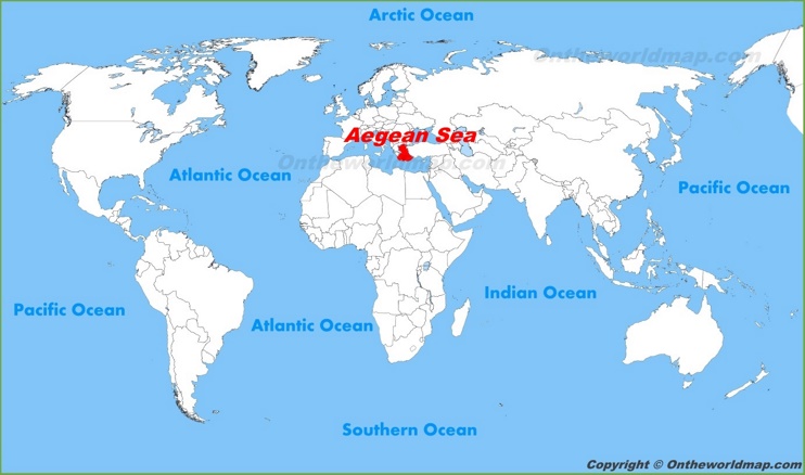 Aegean Sea location on the World Map