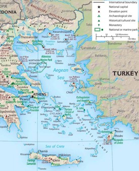 Aegean Sea tourist map
