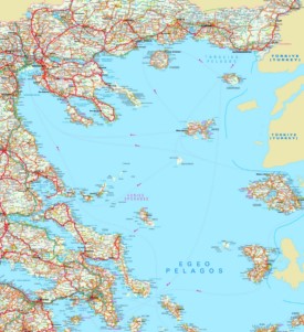 Large detailed map of North Aegean Sea