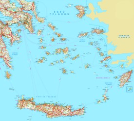 Large detailed map of South Aegean Sea