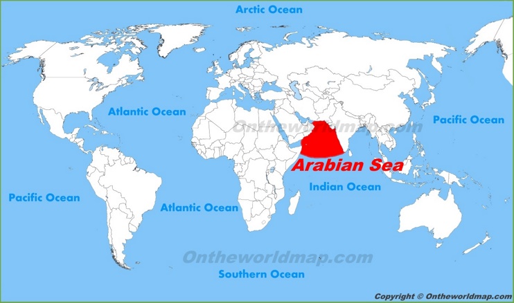 Arabian Sea location on the World Map