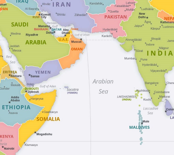 Arabian Sea political map