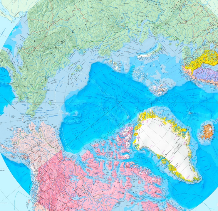 Large detailed map of Arctic Ocean