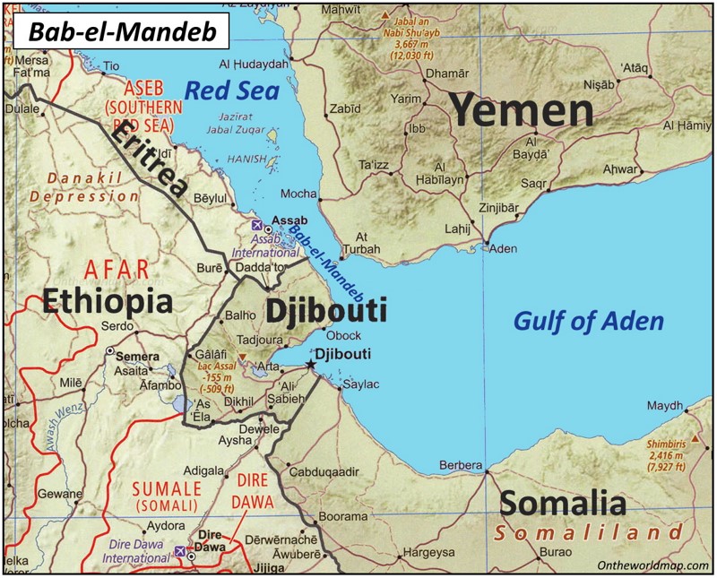 Detailed Map of Bab-el-Mandeb