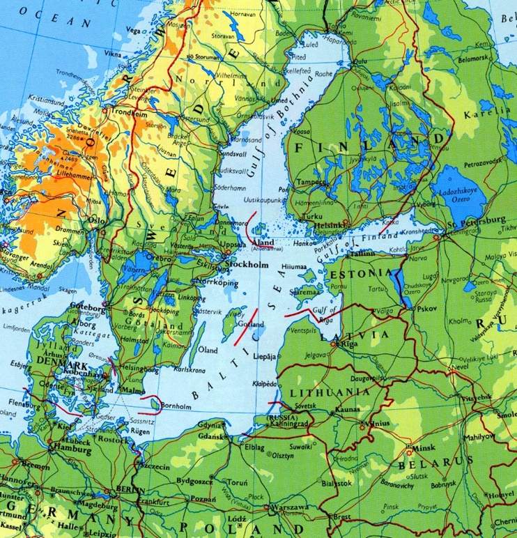 Baltic Sea physical map