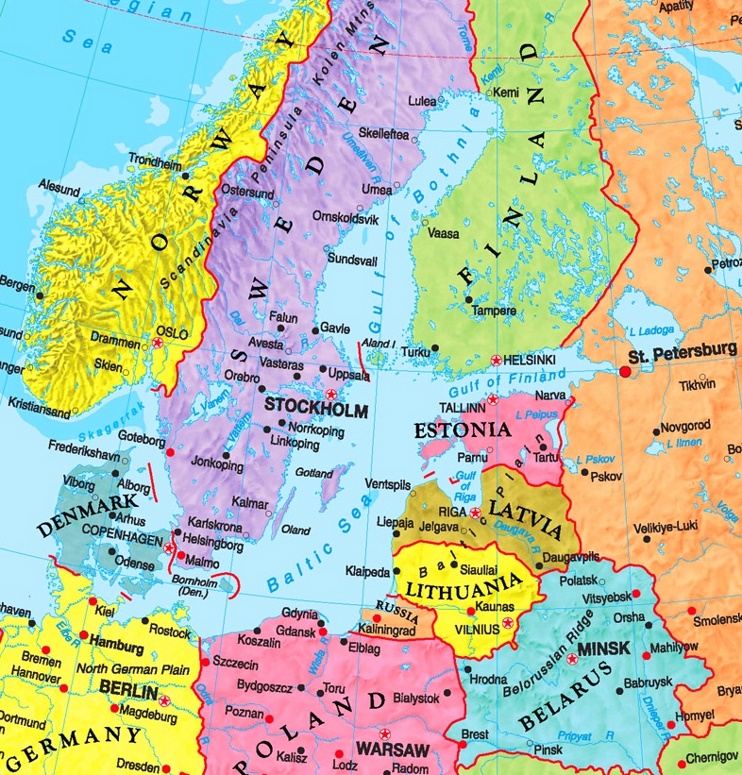 Baltic Sea political map
