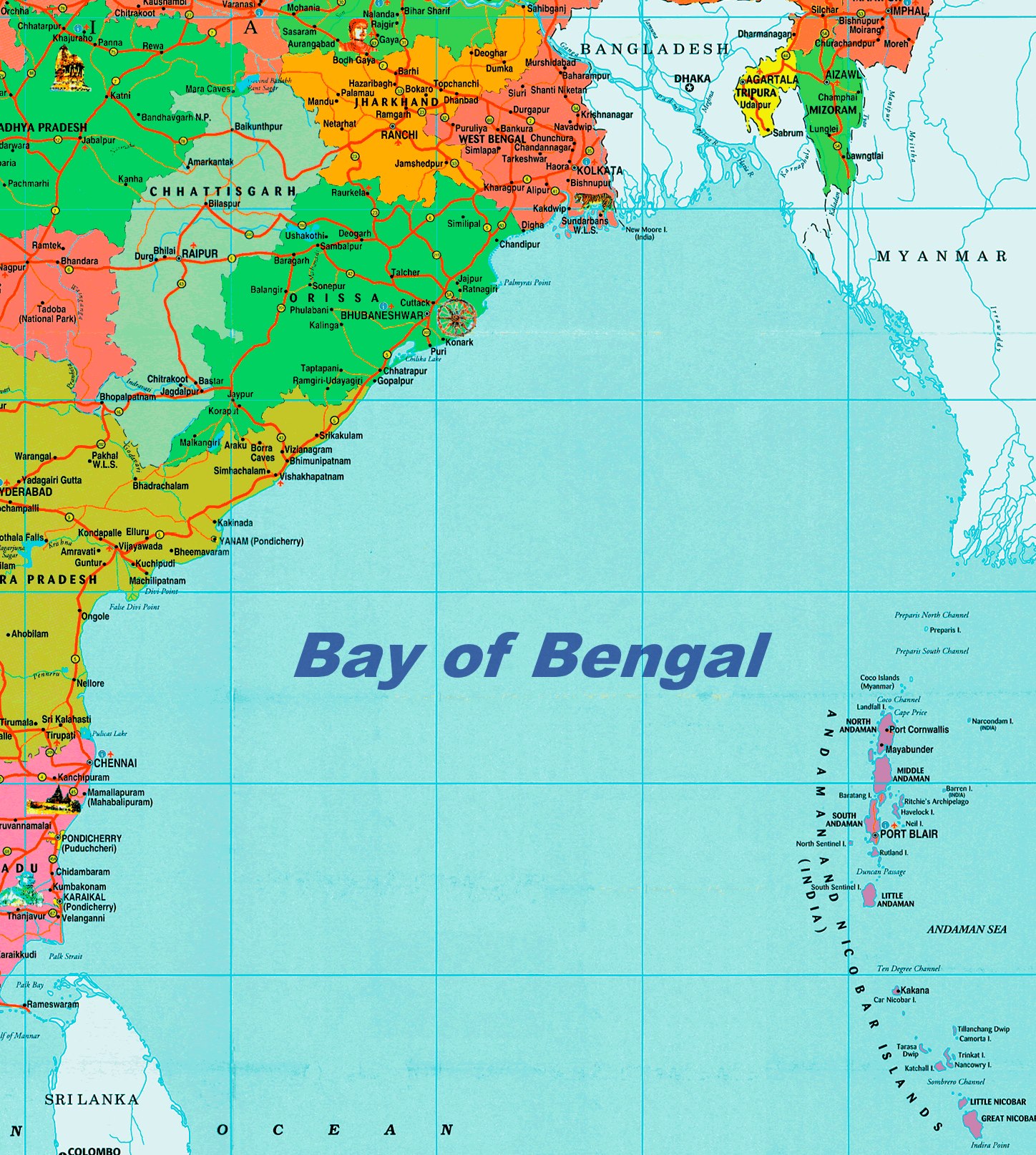 Political Map Of Bengal   Bay Of Bengal Political Map 