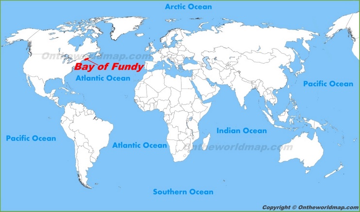 Bay of Fundy location on the World Map