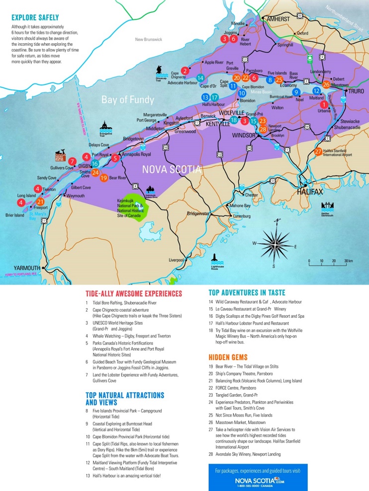 Bay of Fundy tourist attractions map
