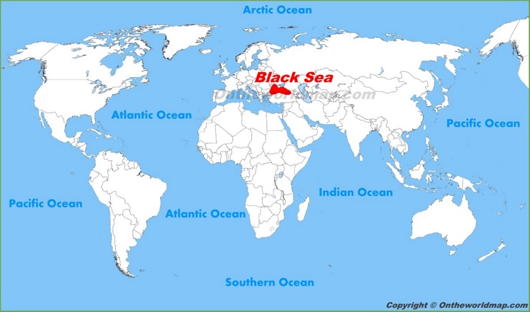 Black Sea location on the World Map
