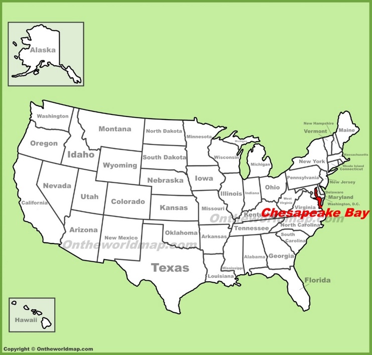 Chesapeake Bay location on the U.S. map