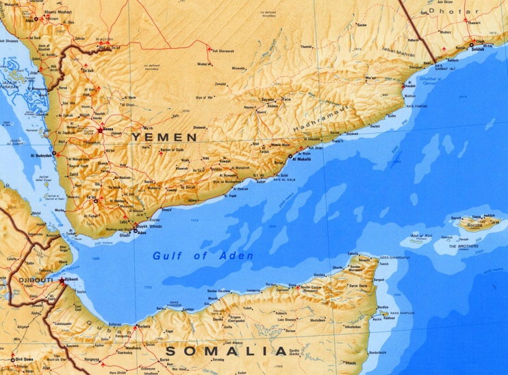 Large detailed map of Gulf of Aden