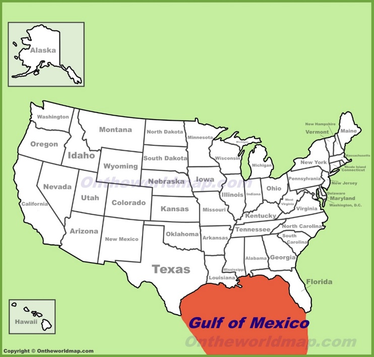 Gulf of Mexico location on the U.S. map