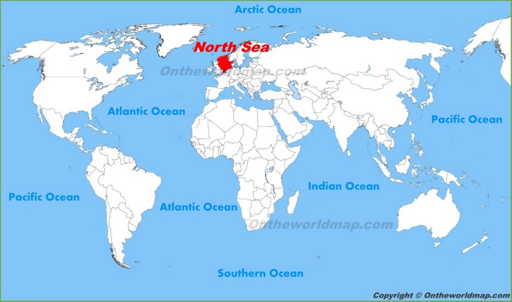 North Sea location on the World Map