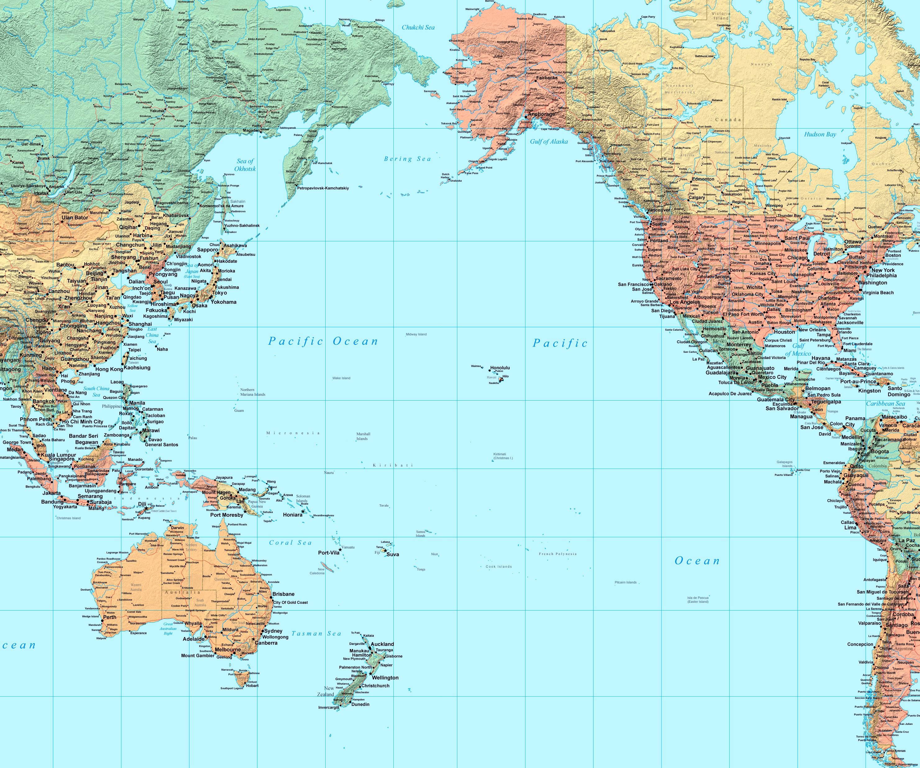 Printable World Map Pacific Centered Free Printable Maps Images