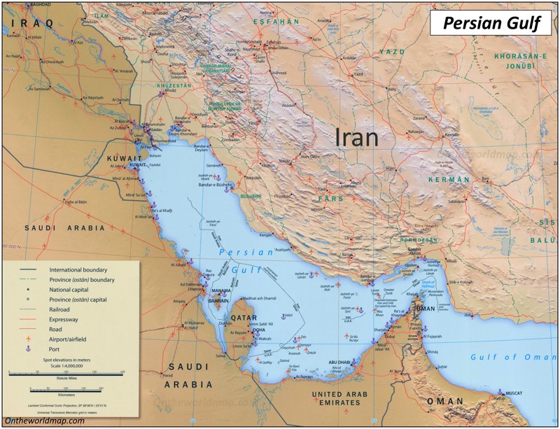 Detailed Map of Persian Gulf
