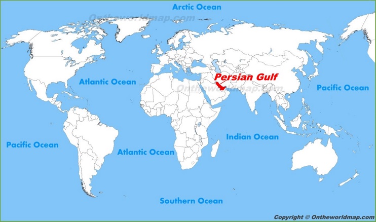 Persian Gulf location on the World Map