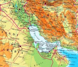 Persian Gulf physical map