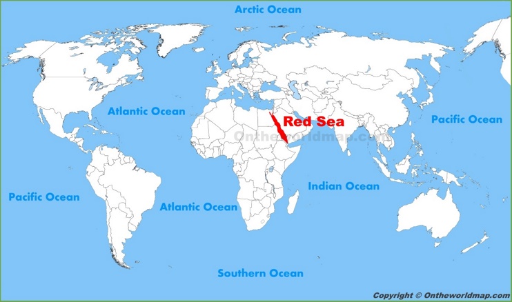 Red Sea location on the World Map